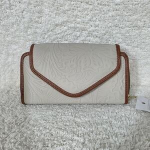 Stone Gray Mexican Handmade Floral Embossed Leather Flap Closure Wallet